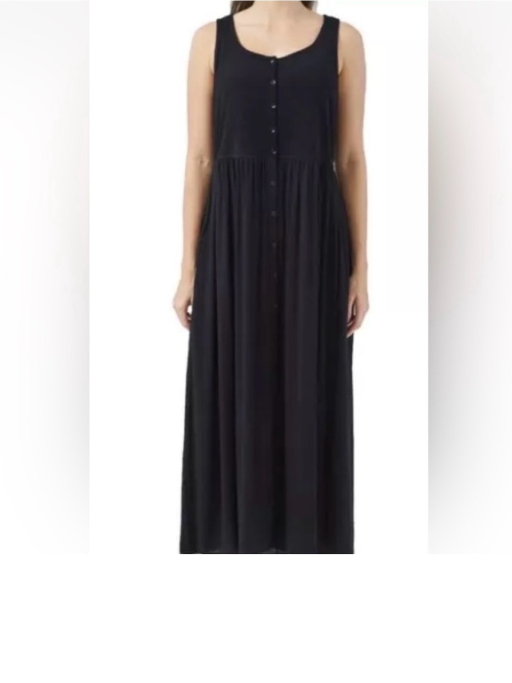 Frye Black Sleeveless Button-Front Maxi Dress, Pockets Medium